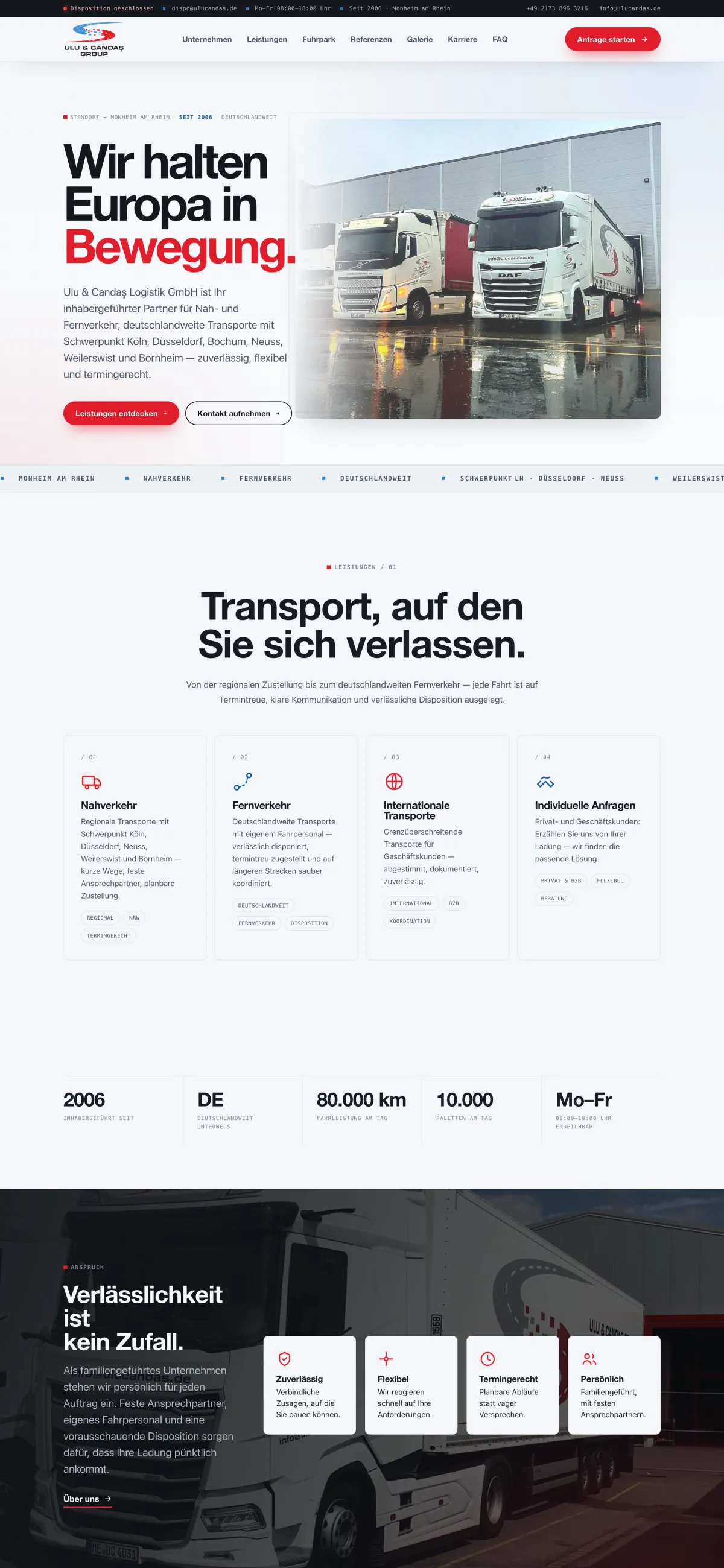 Website der Ulu & Candaş Group in der Desktop-Ansicht auf einem Laptop